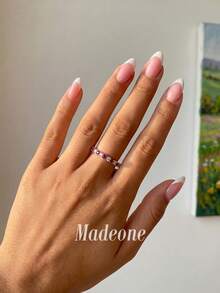 MADEONE 1件女款閃亮鋯石戒指，訂婚婚禮派對日常配戴週年紀念珠寶禮物 - 紅色 - 查看 4