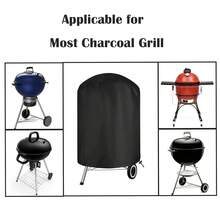 Round Outdoor Camping Grill Cover, Oxford Fabric UV-Resistant Grill Cover With Drawstring, Windproof And Dustproof, Outdoor Open-Air BBQ Equipment Rain And Dust Protection Cover - Black - View 5