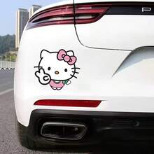 SANRIO 1pc Cartoon Hello Kitty Cat KT Sticker, Car Exterior Decal, Vinyl Scratch-Resistant Decorative Sticker, Motorcycle Sticker, Laptop Sticker, Hello Kitty Fan Gift, Ideal Choice For Family And Friends - A - View 2