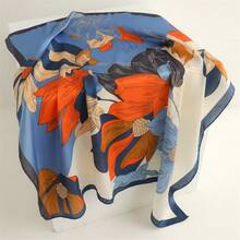 1pc Paisley Pattern Printed Silk Bandana Scarf For Men, Sun Protection Headscarf, Versatile Neck Scarf - Blue - View 5