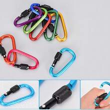 1/3/6pcs D-Ring Threaded Locking Carabiner, Suitable For Backpacks, Water Bottles, Keychains, Camping, Hiking, Fishing, Travel, Luggage And Outdoor Gear, Spring Gate Hook Quick Connect, Bag Accessories, Sports Equipment, Daily Carry, Summer Activities, Practical Tools - Multicolor - View 8