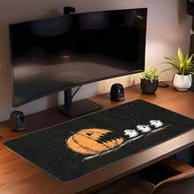 Halloween Themed Extra Large Mouse Pad, Autumn Forest Pumpkin Black Cat Print, Stitched Soft Fabric Keyboard Desk Mat, Non-Slip Rubber Base, Gaming Office Desktop Decoration Gift - View 14