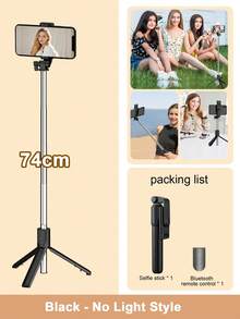 66.9" Extendable Wireless Remote Control Selfie Stick With LED Fill Light, Foldable Phone Tripod, Compatible With IOS And Android Smartphones, Suitable For Live Streaming, Makeup, Parties, Summer Vacation, Travel, Outdoor Activities - Multicolor - View 18