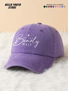 1pc We Can't Wait Slogan Graphic Baseball Cap, Lightweight & Comfortable All-Season Adjustable Multi-Function Outdoor Sports Hat, Vintage Washed Cap - Suitable For Daily Wear And Street Style Decorative Hat - A - View 2