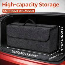 Felt Trunk Organizer Box, Large Capacity Foldable Car Storage, Keeps SUV Trunk Clean & Organized, Durable Felt Material, Easy To Store, Universal Fit - A - View 3