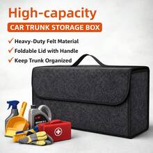 Felt Trunk Organizer Box, Large Capacity Foldable Car Storage, Keeps SUV Trunk Clean & Organized, Durable Felt Material, Easy To Store, Universal Fit - A - View 4