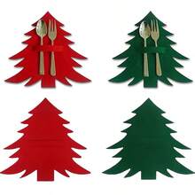 10pcs/Set Christmas Tree Shaped Tableware Storage Set, Includes Fork And Spoon Holder, Flat Tableware Storage Piece And Decoration, Suitable For Holiday Table Decoration And Table Setting, Christmas Gift Set (Tableware Not Included) - View 8