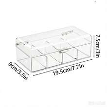 1pc (19.5*9*7.5cm/7.7*3.5*3in) Tea Bag Storage Box With Hinged Lid And Dividers, Stackable Transparent Tea Storage Container, Plastic Tea Bag Organizer With 4 Compartments, Suitable For Kitchen And Countertop - Multicolor - View 4