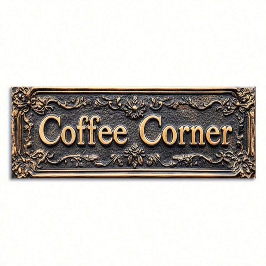 1pc 30*10cm Multi-Functional Coffee Corner Wooden Sign, Suitable For Hanging On Porch, Room, Scene, Kitchen Wall, Vintage Style, English Reminder Sign, Suitable For Outdoor, Holiday Gift - A - View 1