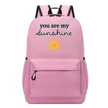 A Backpack With Text And Sun Graphic Print, Girls' School Bag, Boys' Backpack, Suitable For Campus And Short Trips, Student Daily Commute Choice, Large Capacity Compartment Can Store Laptop And Various Learning Supplies, Backpack. - Backpack - View 2
