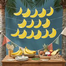 1 Set Let's Go Yellow Banana Paper Banner Garland, Tropical Fruit Hollow Hanging Rope Decoration, Cartoon Banana Shape DIY String Banner Wall Decor, Suitable For Summer Pool Party, Hawaiian Luau, Fruit Theme Birthday, Baby Shower Backdrop Decoration - Banana - View 2