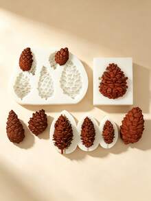 Cetakan Silikon Tupai Natal dan Kerucut Pinus, Cetakan Kue Cokelat, Permen, dan Kerajinan dari Resin dan Tanah Liat - Krem - View 5