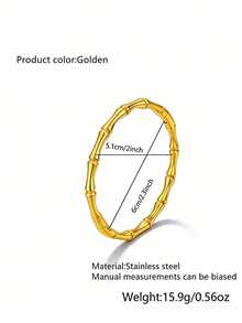 VceTd 1pc Minimalist Style Stainless Steel Women's Bracelet With Enamel Bamboo Knot Decoration, Suitable For Daily Wear - Yellow Gold - View 13