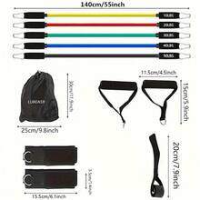 Upgraded Resistance Band Set With Door Anchor, Handles, Carrying Bag, Leg & Ankle Straps, Suitable For Resistance Training, Body Relaxation, Home Workout - Multicolor - View 5