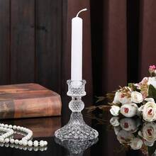 Transparent Glass Candle Holder 3-Piece Set For Taper And Pillar Candles, Romantic Table Decor For Wedding Reception, Dinner, House Party And Living Room Decoration - 3pcs - View 10