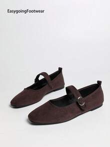 All-Season Round Toe Flat Shoes Suede Vintage Elegant Nude Breathable Comfortable Commute Shopping Multi-Style Mix And Match Low Vamp Women's Shoes - Coffee Brown - View 8