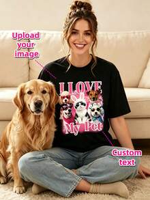 Pet T-Shirt, 90s Rap Dog Graphic T-Shirt, Customizable With Text And Images (Photo/Selfie/Pet Photo/Friend Photo/Party Photo) For Design, Black - Black - View 3