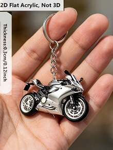 1pc,[2D Flat] 2D Plane Mini Motorcycle Rider With Passenger Keychain Pendant - Cute Couple Motorcycle Keychain, Suitable For Car Keys, Backpacks - Multicolor - View 3