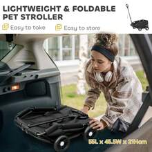 Pet Wagon Cart, Dog Stroller For Small Dogs And Cats With 4 Wheels, Safety Straps, Storage Bag, Mat - 1 - View 4