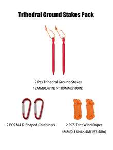 3PCS.6PCS. Triangular Aluminum Tent Stakes Set With Rope And Chain, Suitable For Camping - Multicolor - View 15