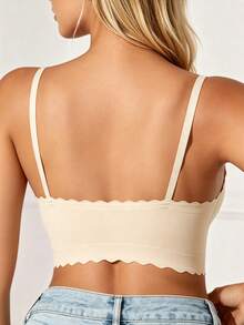 2pcs Women's Wavy Shell Edge Seamless Black/Nude Soft Breathable Wireless Support Comfortable Daily Bra - Multicolor - View 2