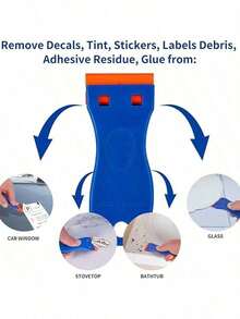 5/6/10pcs Plastic Scraper Set With 20 Plastic Blades, Household Cleaning Tool, Easily Remove Stickers/Glue/Labels/Paint/Oil Stains, Suitable For Cleaning Floors, Stoves, Car Windows, Multi-Functional Cleaning Essential - A - View 5