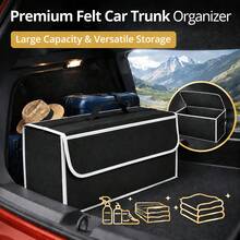 Felt Trunk Organizer Box, Large Capacity Foldable Car Storage, Keeps SUV Trunk Clean & Organized, Durable Felt Material, Easy To Store, Universal Fit - A - View 7