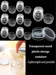 1/6pcs Mini Transparent Cream Jars - Empty Plastic Cosmetic Containers, Transparent Eyeshadow And Lip Balm Sample Jars, Travel Size Cosmetic Samples - Multicolor - View 7
