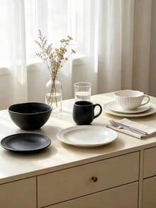 4 Sets Of Complete Ceramic Tableware, Each 4-Piece Dinner Set With Bowl, Coffee Mug, Small Plate And Large Dinner Plate, - White - View 6