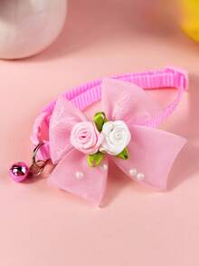 1pc Sequin Pet Collar, Hexagonal Knot Bowknot Neck Collar, Cat Shaped Accessory, Small Dog Dress-Up Collar, Adjustable Pet Neck Collar, Pet Photo Neck Decoration, Cat & Dog Decorative Collar, Exquisite Pet Outfit, Pet Grooming Accessory, Sequin Bowknot Collar - Multicolor - View 11