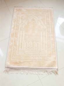 1 Set Sajadah Ramadan Ukuran 80cm*120cm, Bahan Beludru Tebal dengan Desain Rumbai, Lembut, Ringan, dan Bermotif Lengkung - MultiWarna - View 12