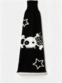 1 Pair Women's Y2K Gothic Style Knitted Wide Leg Leg Warmers, Winter Warm Leg Warmers - Black - View 7