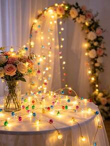 LED Fairy Lights 200cm/78.74in Extra Long Mini Multi-Color LED Fairy Lights - Battery Powered Colorful Garland Decorative String Lights With Round Bulbs, Wall-Mounted, Perfect For Christmas, Valentine's Day, Birthday And Indoor Holiday Decoration - Warm Light - View 4