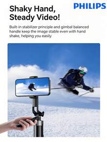 PHILIPS Selfie Stick [AI Intelligent Auto-Tracking] 360° Rotating Phone Mount, Face-Tracking Stabilized Gimbal, Perfect For Live Streaming, Vlog, And Selfies - View 8