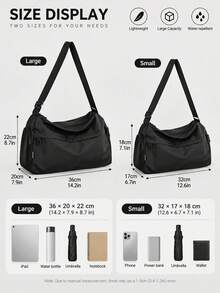 peach tree Korean Vintage Black Soft Leather Large Capacity Tote Bag, Adjustable Wide Strap Shoulder Crossbody Bag, Minimalist Versatile Commuter, Laptop, Work - Multicolor - View 2