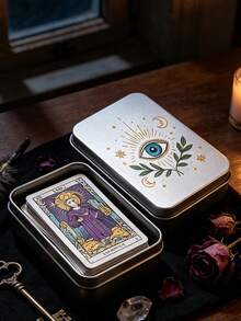 Tarot Card Storage Box Cover, Printed With Tarot Cards,Leopards, Mysterious Eyes, Witches And Other Patterns,Can Be Used As A Tarot Card Storage Box, Storage Jar, Beauty Storage Box,Gift Box, Suitable For Storing Tarot Cards, Jewelry, Stationery, Etc - Multicolor - View 3