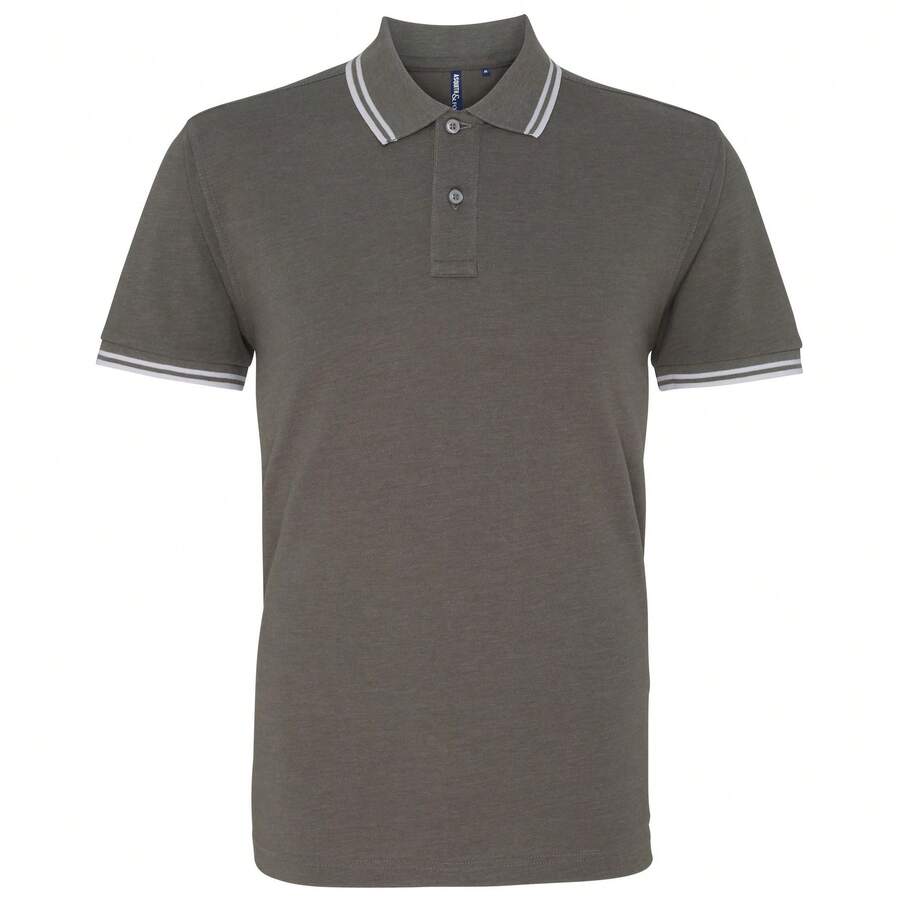 Roly Asquith & Fox Mens Classic Fit Tipped Polo Shirt - Charcoal/ White - View 1