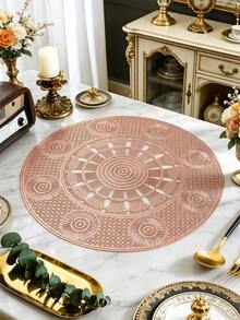 1-12pcs Sunflower Pattern Gold Placemats, European Luxury PVC Round Waterproof Oil-Proof Table Mats, Suitable For Weddings, Gatherings, Western Restaurants, Holiday Banquets - Multicolor - View 16