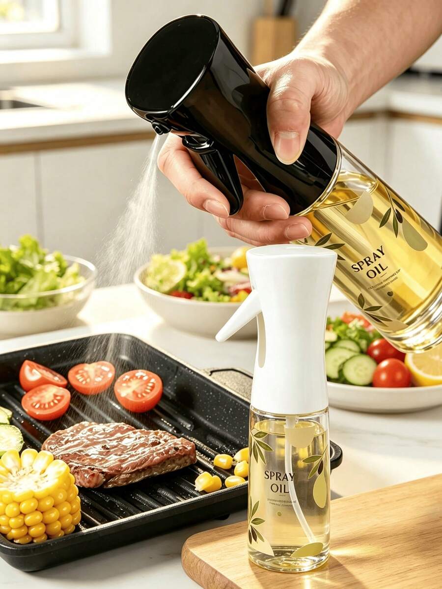 1pc Leak-Proof Olive Oil Spray Bottle [Custom Pattern Style], Suitable For Kitchen, BBQ, Air Fryer And Camping, Olive Oil Bottle, Fitness Salad Oil Dispenser, BBQ Vinegar Bottle Tool, Kitchen Essential Tool, Manual Kitchen Oil Spray Tool, BBQ Essential Oil Spray Bottle, Summer Kitchen Essential, Random Color