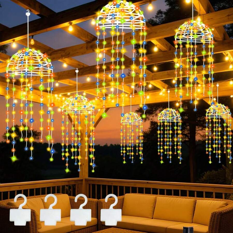 Solar Powered Magic Jellyfish LED Hanging Light, Fantasy Underwater Theme Fairy Light, Waterproof Outdoor Pendant Lamp, Suitable For Garden Trees, Patio, Holiday Party Atmosphere Decoration