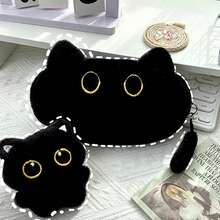 1pc Black Cat Face Pencil Case, Large Capacity Rectangular Zipper Makeup Bag Toiletry Bag, Portable Student School College Office Desktop Stationery Storage Pouch, All-Season Daily Style - Multiple Colors and Styles - View 6