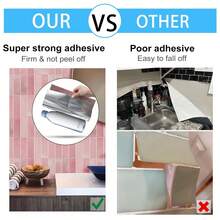 Self-Adhesive Anti-Splash Wall Tiles, Pink Gradient Long Subway Tiles, 2D Flat Self-Adhesive Wall Stickers, Glossy Waterproof Oil-Resistant Removable Mosaic Tile Stickers, Kitchen, Bathroom, RV, Laundry Room Wall Decor - Pink Large Size - View 8
