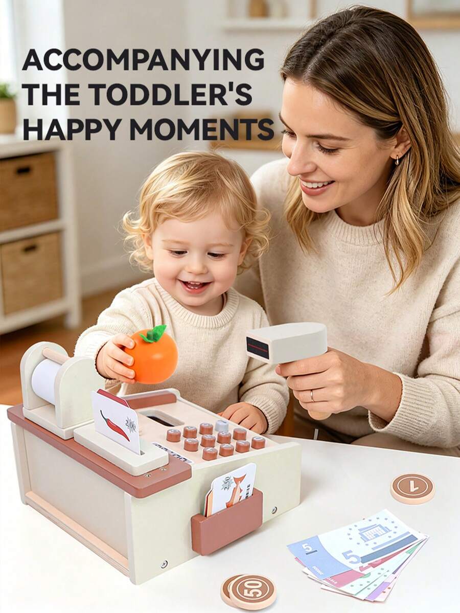 Kids Simulation Cash Register Supermarket Checkout Counter Role Play Math Learning Educational Toy For Kindergarten