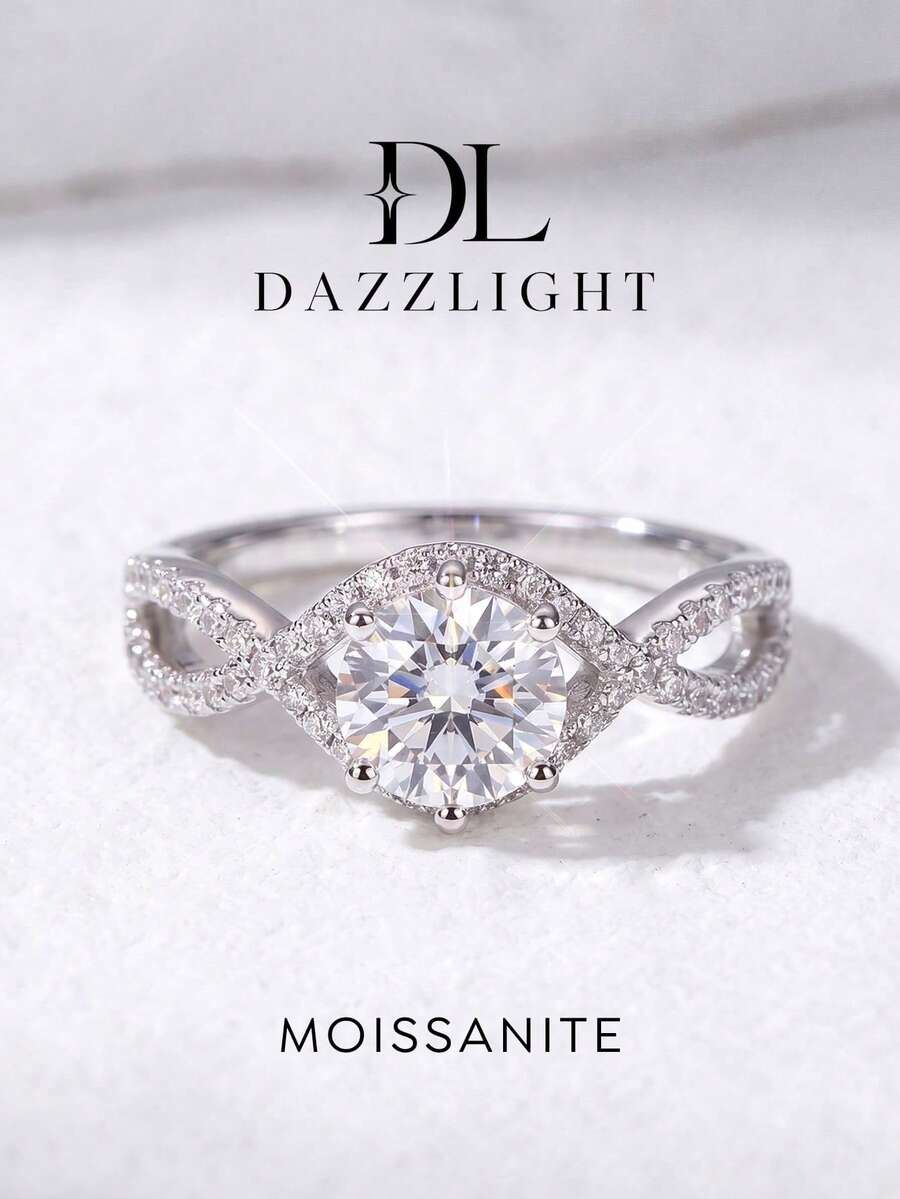 1pc Elegant Timeless 1ct Hollow 6-Prong Moissanite Wedding Ring 925 Sterling Silver Suitable For Women's Wedding And Daily Wear - Openwork Six-prong Moissanite Ring - View 1