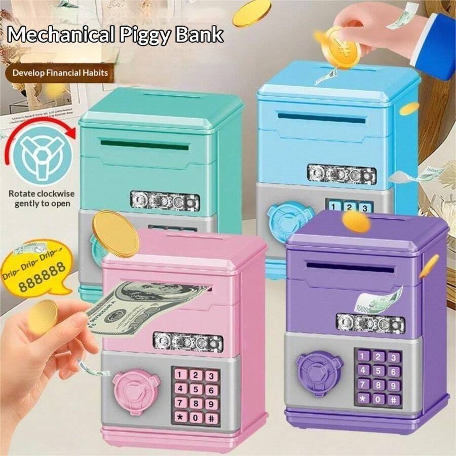 Extra Large Mechanical Piggy Bank, Classic Design, Realistic Details, Rotate Dial To Open, Smooth Edges Without Burrs, Large Capacity, Suitable As Birthday Gift, Holiday Gift, Halloween, Christmas Gift