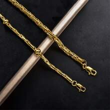 Classic Hip-Hop Street Style 18K Gold Plated Multi-Layer Copper Bracelet, Unisex, Suitable For Daily And Party Wear, Minimalist Gift Jewelry - Gold - View 1
