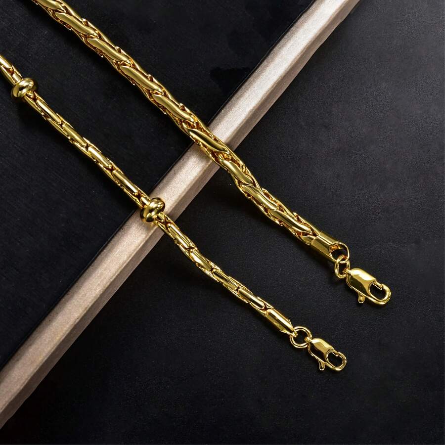 Classic Hip-Hop Street Style 18K Gold Plated Multi-Layer Copper Bracelet, Unisex, Suitable For Daily And Party Wear, Minimalist Gift Jewelry - Gold - View 1