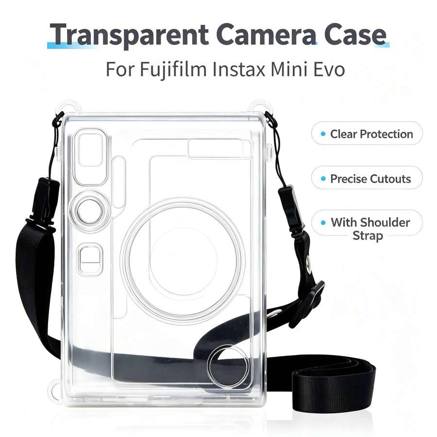 1 pieza Estuche protector rígido transparente para cámara instantánea mini con correa para el hombro - Ver 1