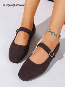 All-Season Round Toe Flat Shoes Suede Vintage Elegant Nude Breathable Comfortable Commute Shopping Multi-Style Mix And Match Low Vamp Women's Shoes - Coffee Brown - View 6