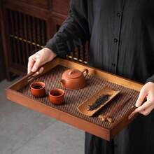 Chinese Style Black Walnut Solid Wood Tray, Breakfast Tray, Suitable For Stationery, Housewarming Party, Party Decoration, Gathering, Outdoor Camping And Gift Giving - Brown - View 3